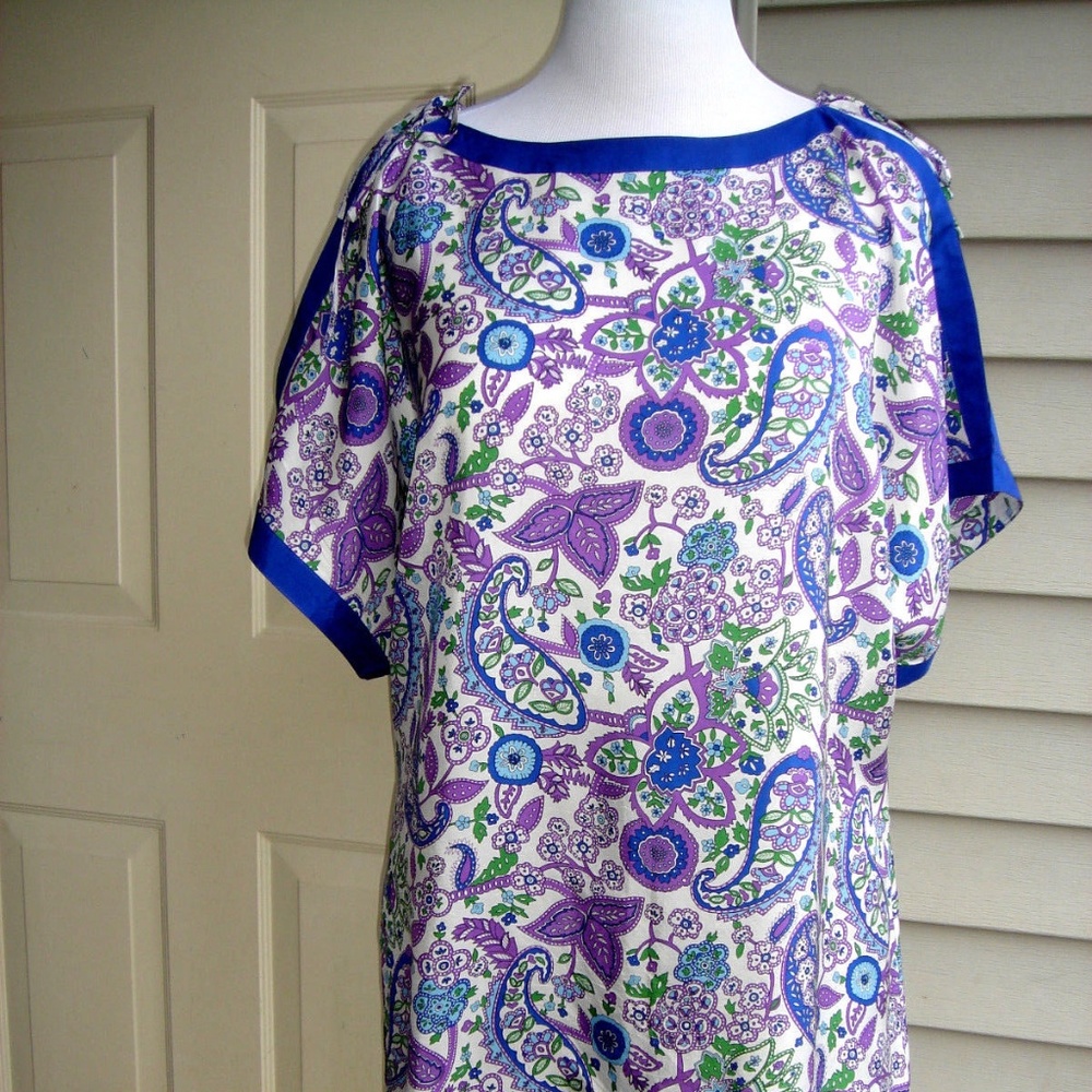 LUCKY BRAND 100% SILK COLD SHOULDER DRESS SIZE XL